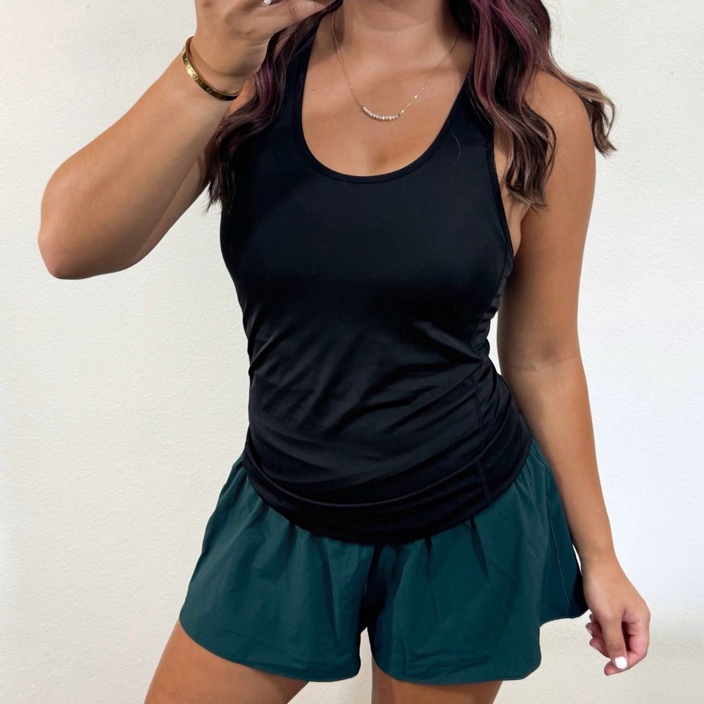Black racerback sports workout tank top